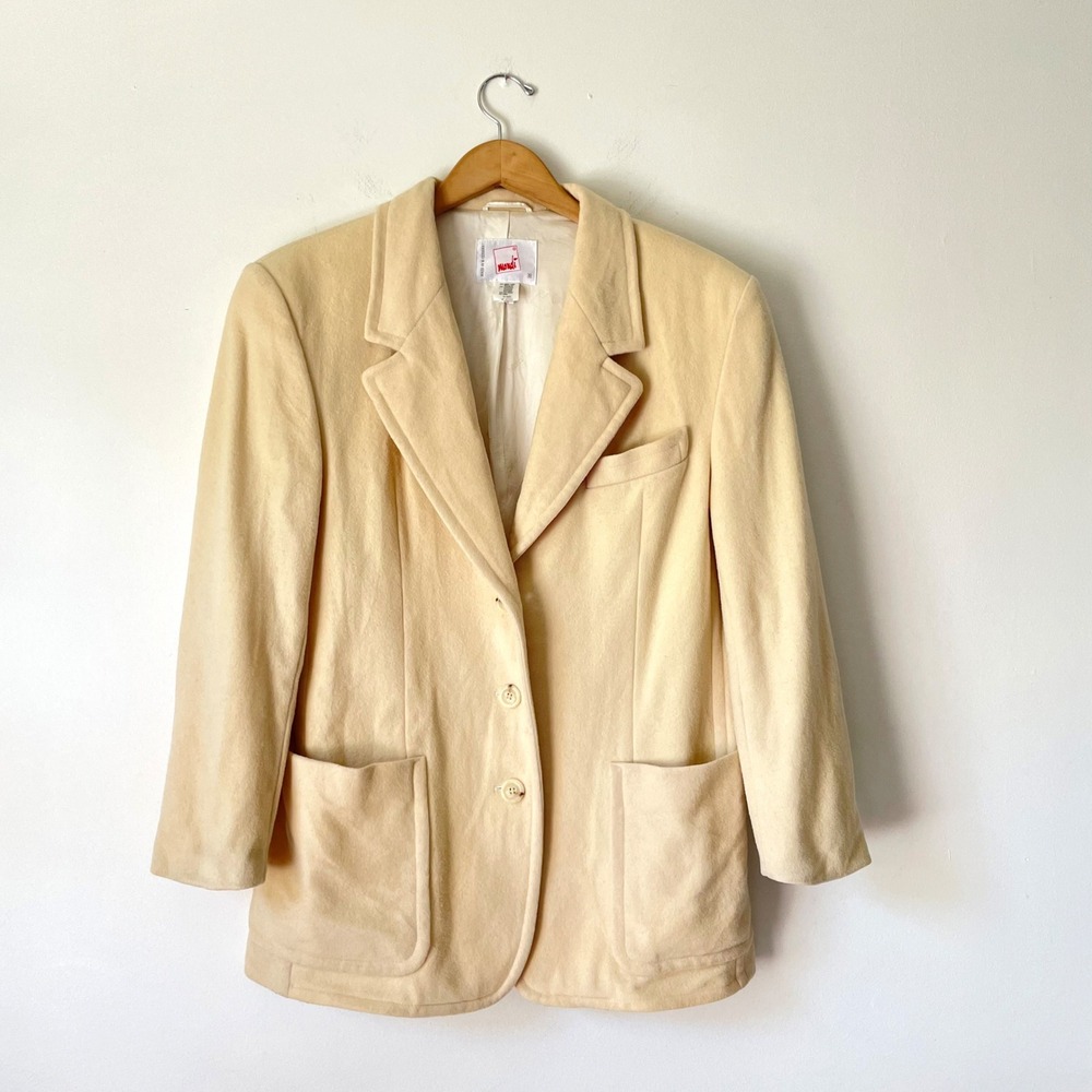Mondi Vintage Wool Cashmere Blazer Jacket Sport Coat Cream 38 Quiet Luxury